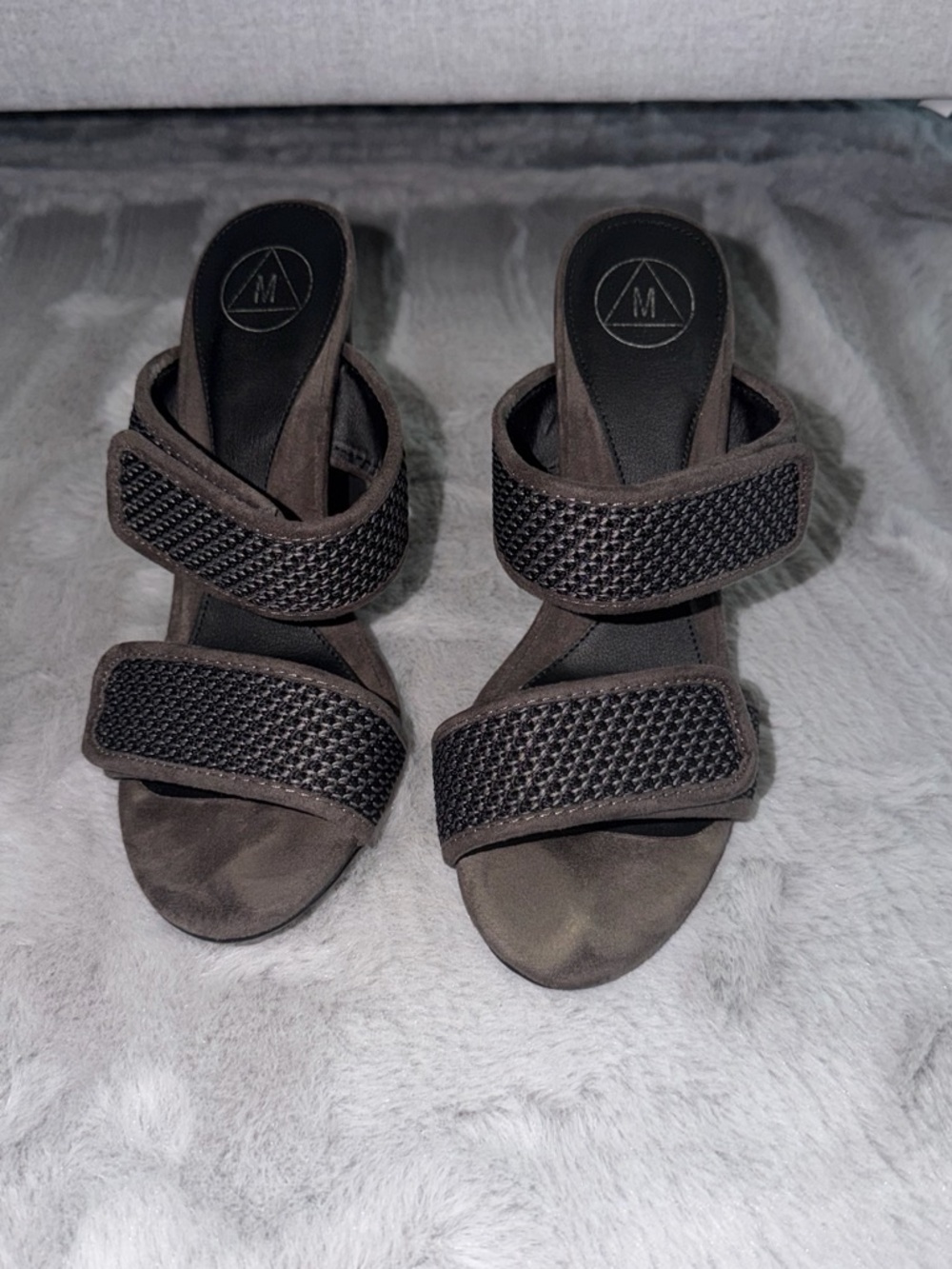 Missguided Brown Woven Double-Strap Heeled Slides